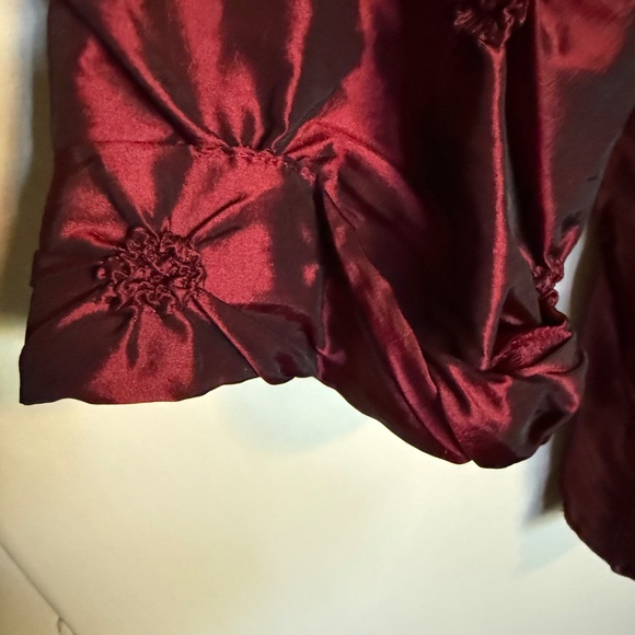 Vintage Connie's Moonlight Burgundy Taffeta Jacket Size Large Lagenlook Evening - Picture 7 of 13